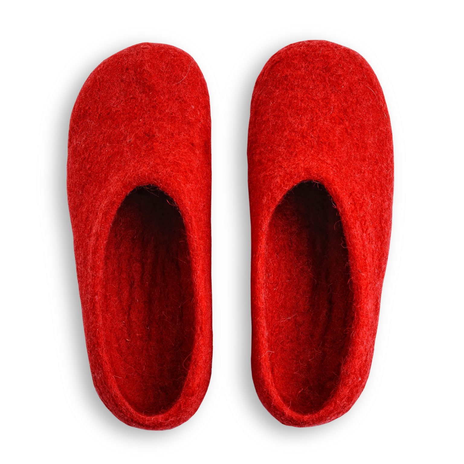 filzhausschuhe rot handgemacht