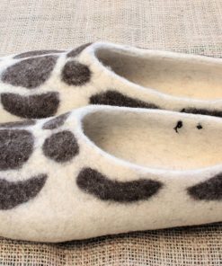 Filzpantoffeln weiß-braun mit Noppen