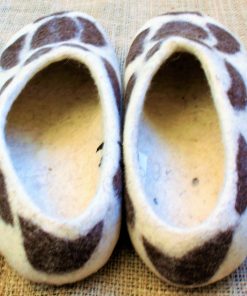 Filzpantoffeln weiß-braun mit Noppen