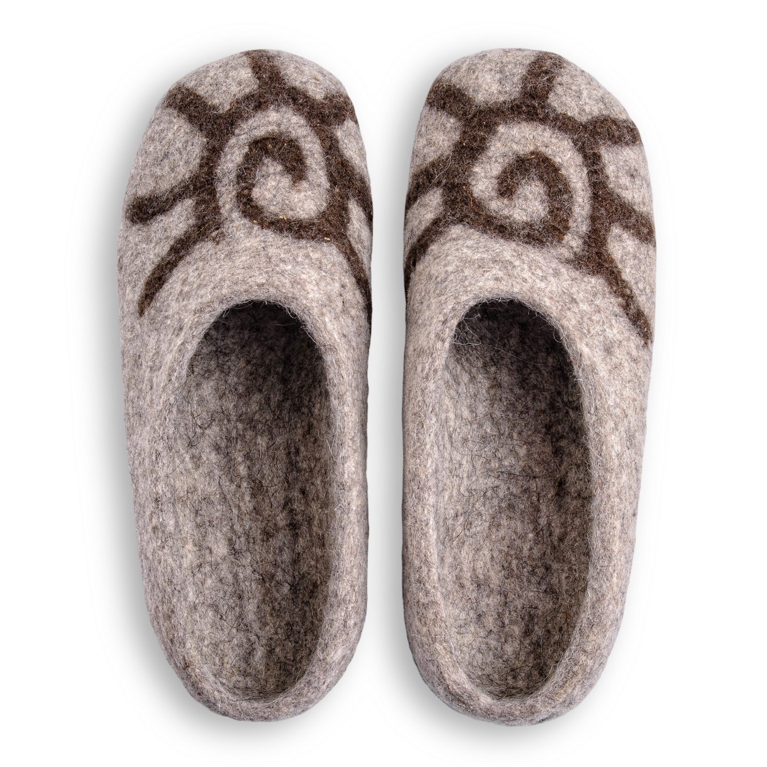 Wollfilz hausschuhe hellgrau mit Motiv 5
