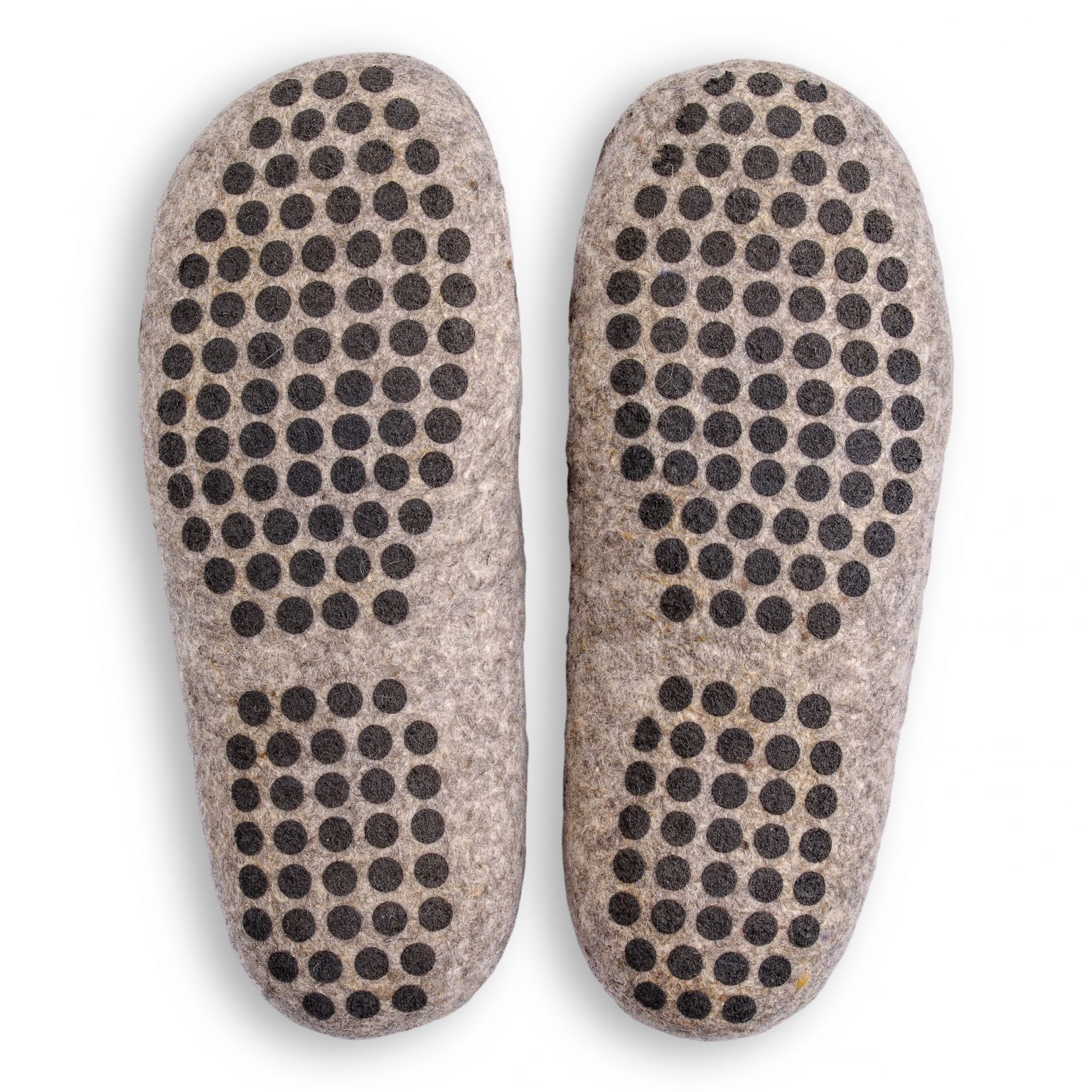 Wollfilz hausschuhe hellgrau mit Motiv 2