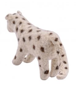 schneeleopard von hinten dekofigur aus wollfilz