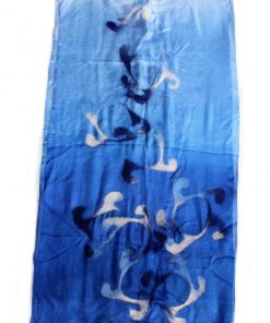 Seidenschal mit Wolle blau