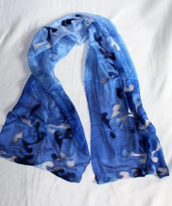 Seidenschal mit Wolle blau
