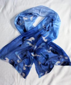 Seidenschal mit Wolle blau