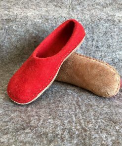 Filzpantoffeln rot mit Ledersohle